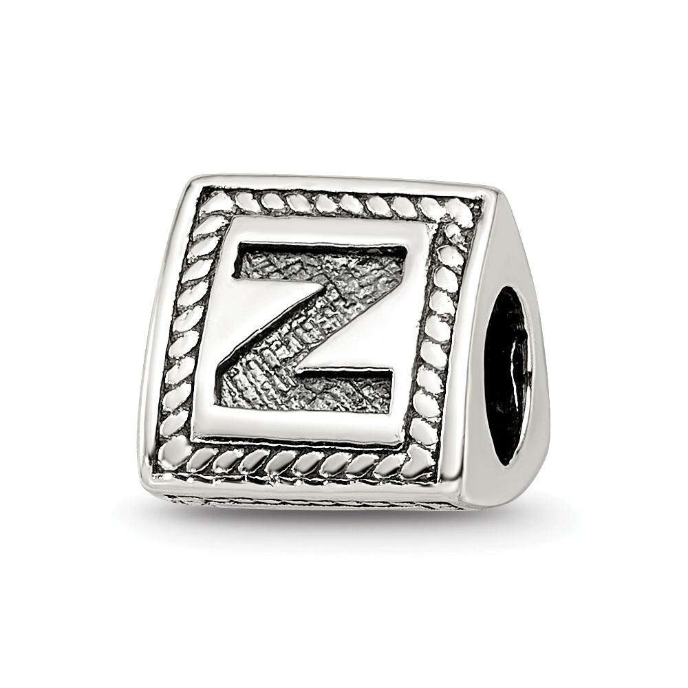 Picture of Finest Gold Sterling Silver Reflections Letter Z Triangle Block Bead&amp;#44; White