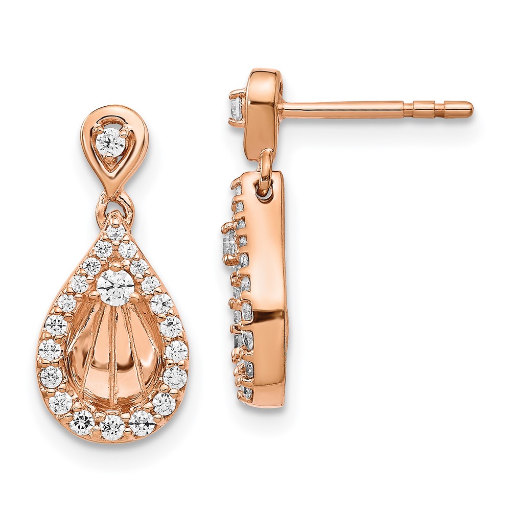 14K Rose Gold Diamond Teardrop Dangle Post Earrings -  Finest Gold, UBSEM4246-033-RA