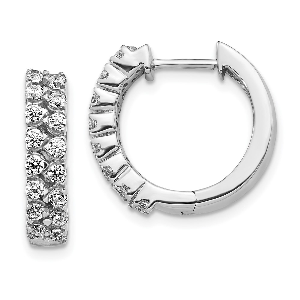 Picture of Finest Gold 14K White Gold 2-row Diamond Hinged Hoop Earrings