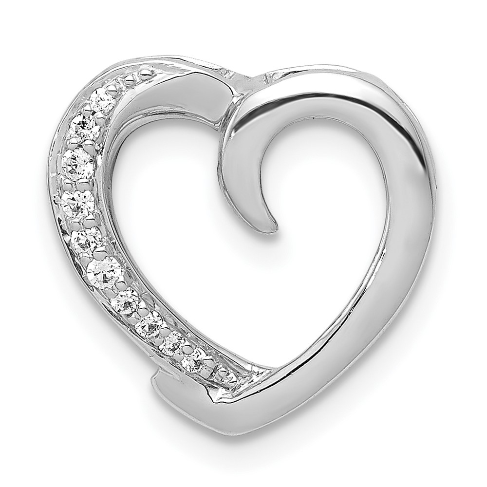 Picture of Finest Gold 14K White Gold 0.05 CTW Diamond Heart Chain Slide Pendant