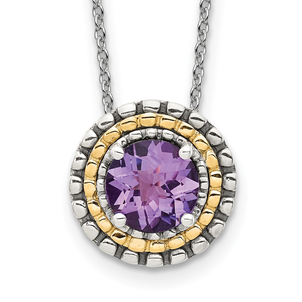 Picture of Finest Gold Sterling Silver with 14K Accent Amethyst Round Chain Slide Necklace