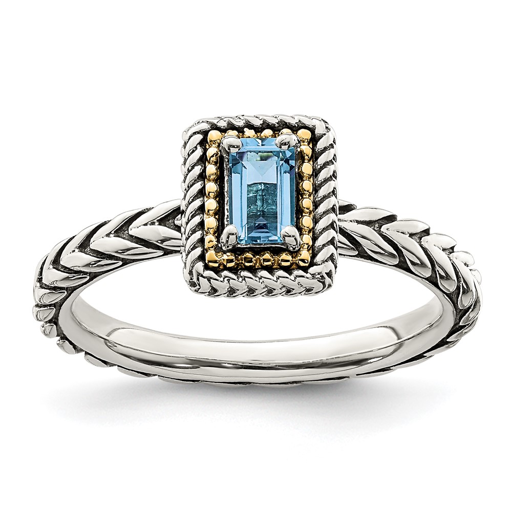 Picture of Finest Gold 14K Sterling Silver Accent Light Swiss Blue Topaz Ring