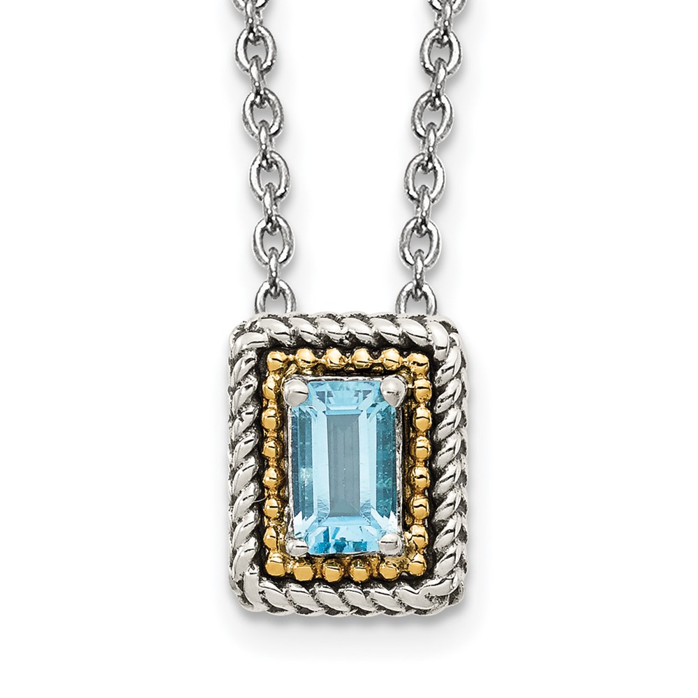 Picture of Finest Gold Sterling Silver with 14K Accent Light Swiss Blue Topaz Necklace