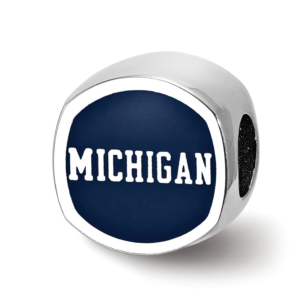 SS501UM Sterling Silver University of Michigan Cushion Shaped Enameled Bead -  LogoArt