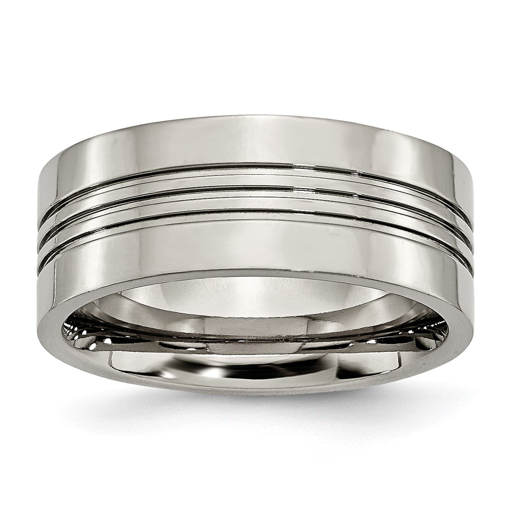 Picture of Bridal TB120-11.5 Titanium Grooved 9 mm Polished Band - Size 11.5
