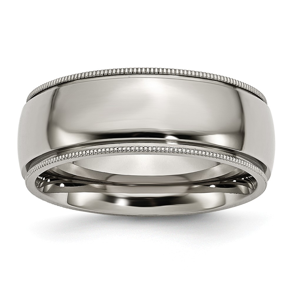 Picture of Bridal TB133-13.5 Titanium Grooved & Beaded Edge 8 mm Polished Band - Size 13.5