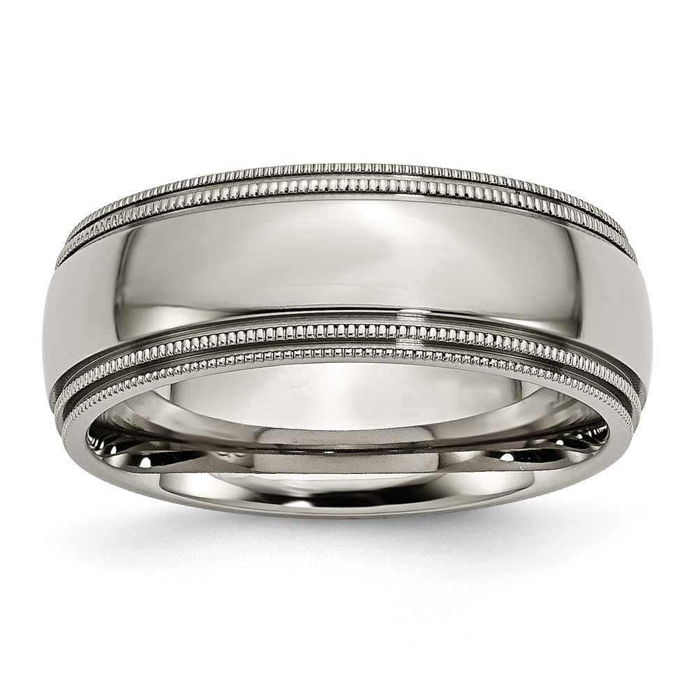 Picture of Bridal TB135-10 Titanium Grooved & Beaded Edge 8 mm Polished Band - Size 10