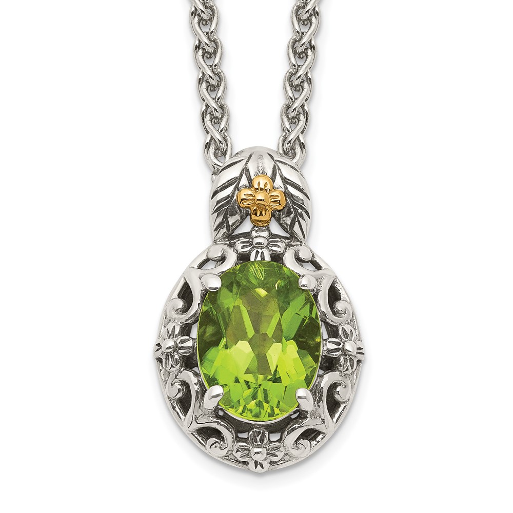 Picture of Finest Gold Sterling Silver with 14K Accent Peridot Necklace