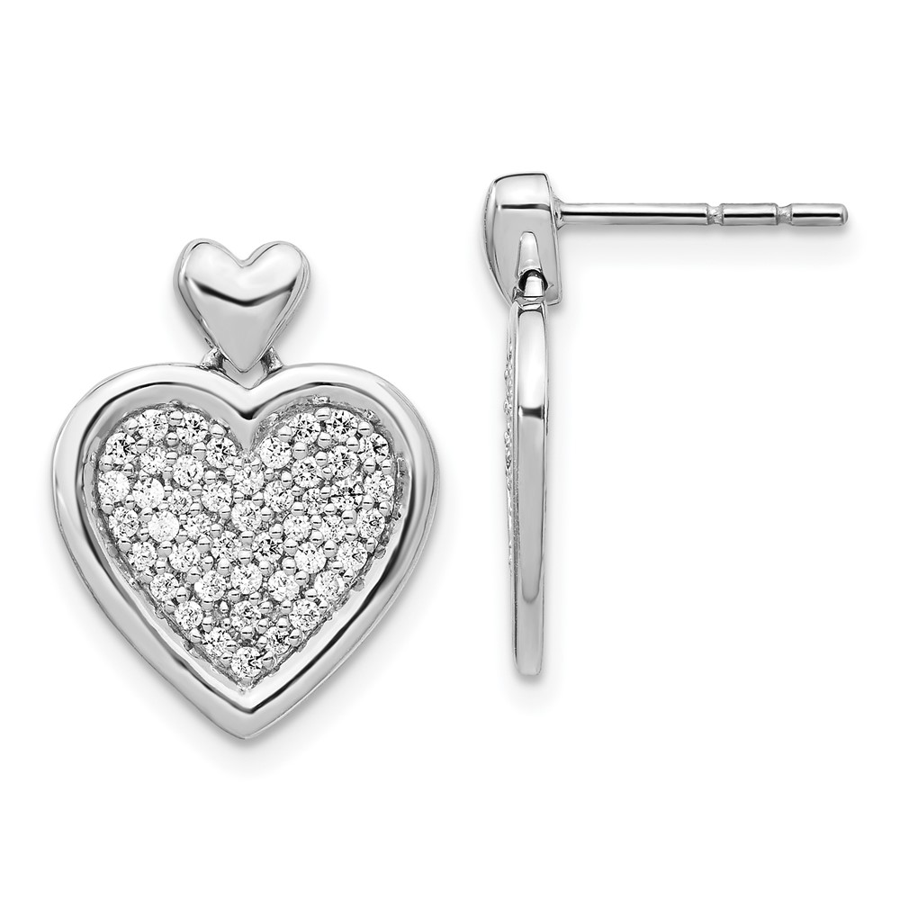 14K White Gold Diamond Fancy Heart Post Earrings -  Finest Gold, UBSEM4015-050-WA