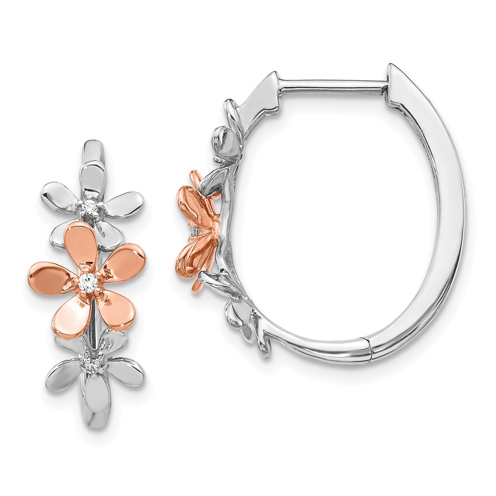 Picture of Finest Gold 14K Rose &amp; White Gold Diamond Earrings
