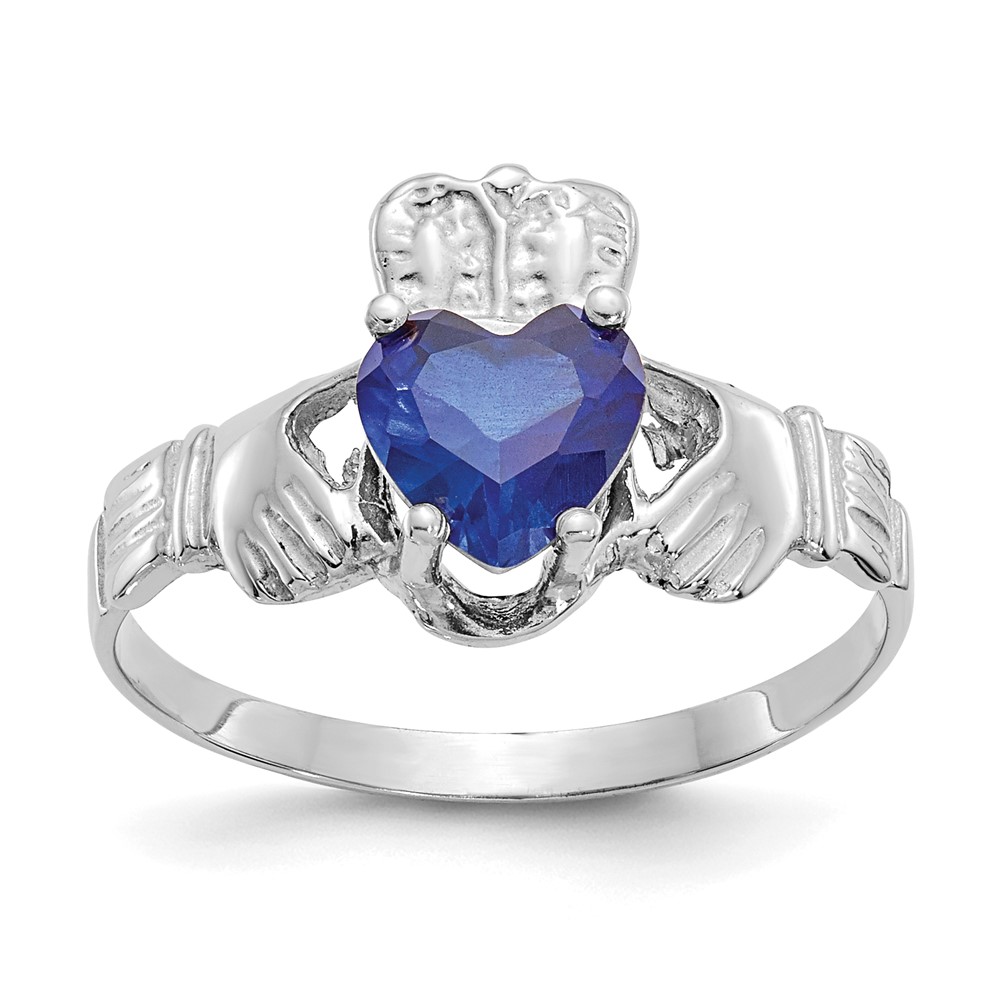 Picture of Finest Gold 14K White Gold September CZ Birthstone Claddagh Ring&amp;#44; Size 5
