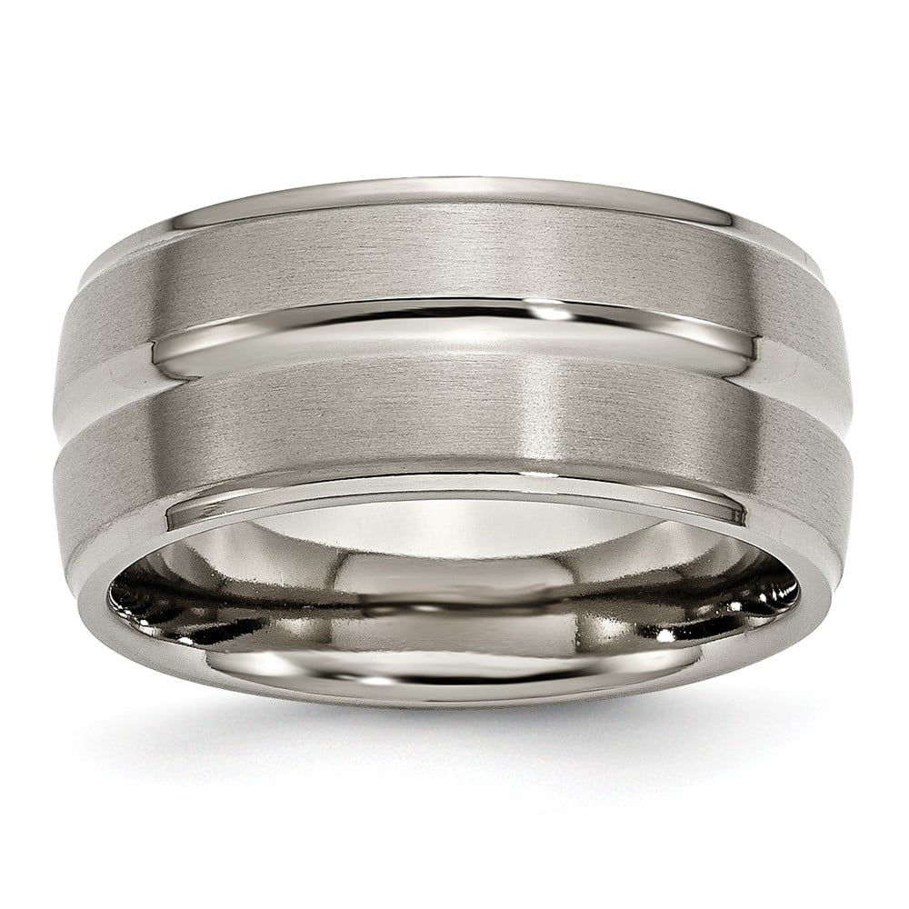 Picture of Bridal TB137-12.5 Titanium Grooved Ridged Edge 10 mm Brushed & Polished Band - Size 12.5