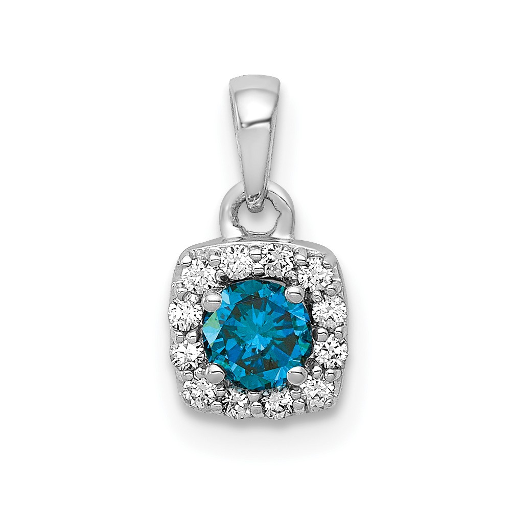 14K White Gold 0.3 CTW Blue & White Diamond Square Pendant -  Bagatela, BA2702546