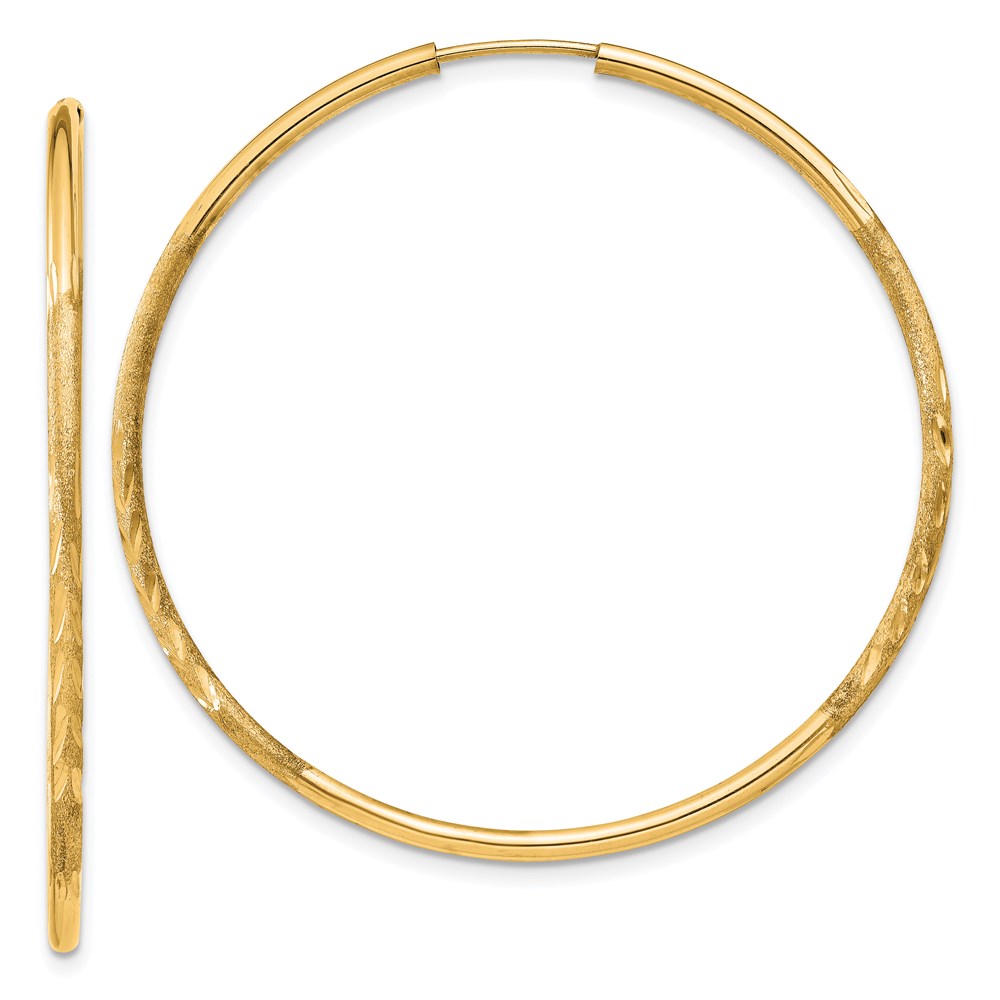 Gold Classics(tm) 39mm. 14kt Satin Diamond Cut Hoop Earrings -  Fine Jewelry Collections, XY1169