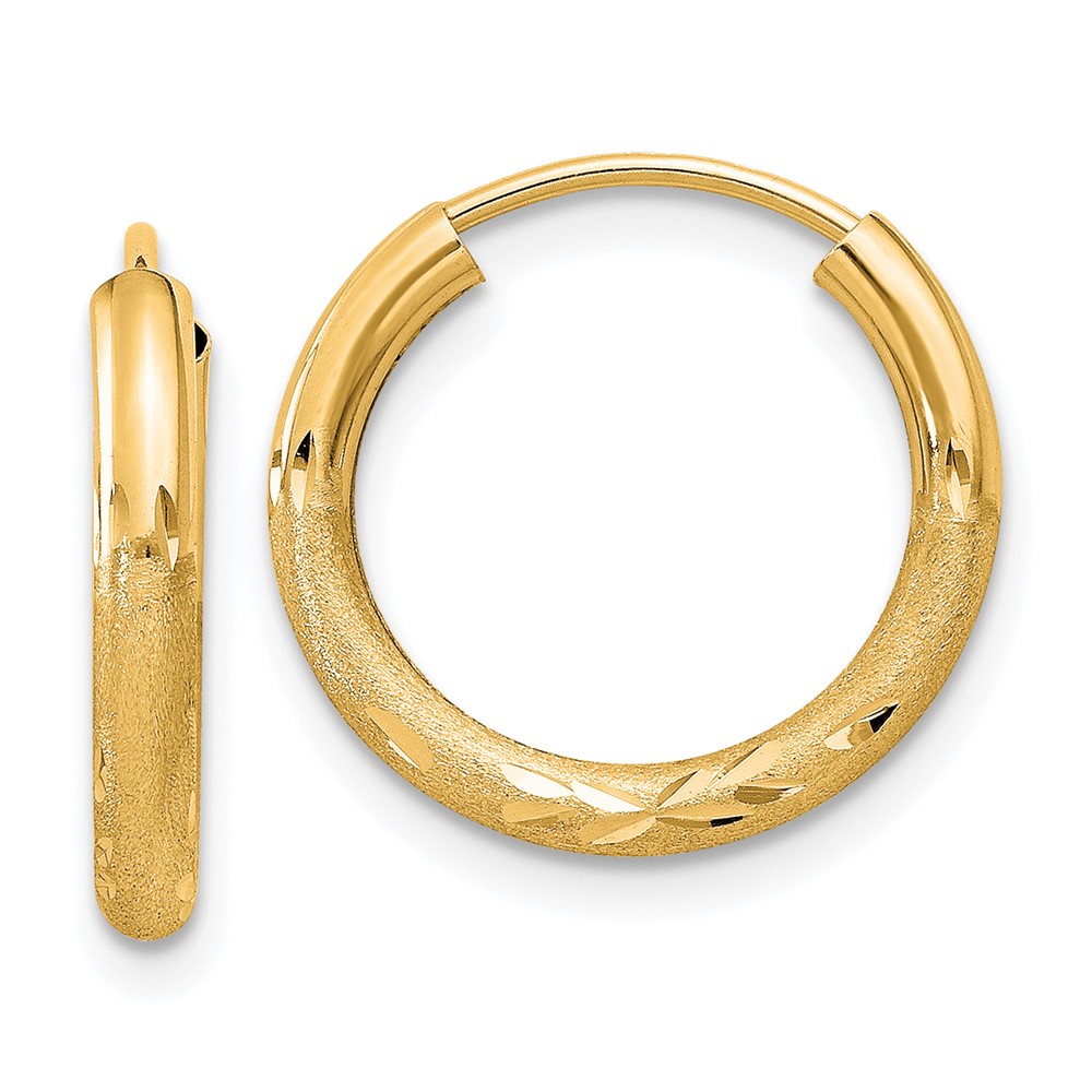 Gold Classics(tm) 15mm. 14kt Satin Diamond Cut Hoop Earrings -  Fine Jewelry Collections, XY1175