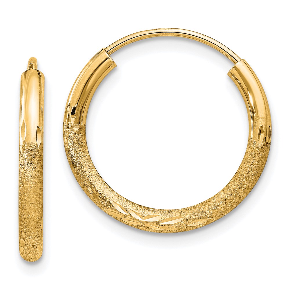 Gold Classics(tm) 18mm. 14kt Satin Diamond Cut Hoop Earrings -  Fine Jewelry Collections, XY1176