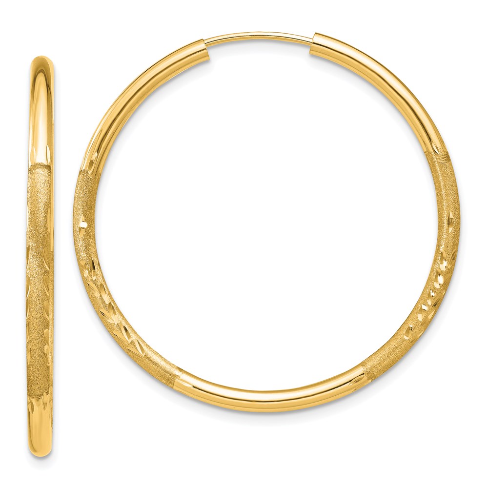 Gold Classics(tm) 30mm. 14kt Satin Diamond Cut Hoop Earrings -  Fine Jewelry Collections, XY1179