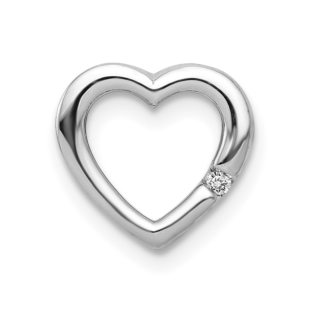 Picture of Finest Gold 14K White Gold 0.01 CTW Diamond Heart Chain Slide Pendant