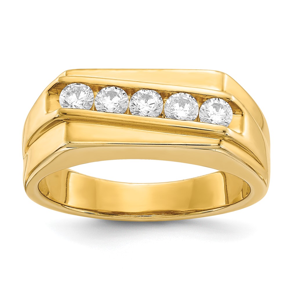 Picture of Finest Gold 14K Yellow Gold Diamond 5-Stone Mens Ring - Size 10