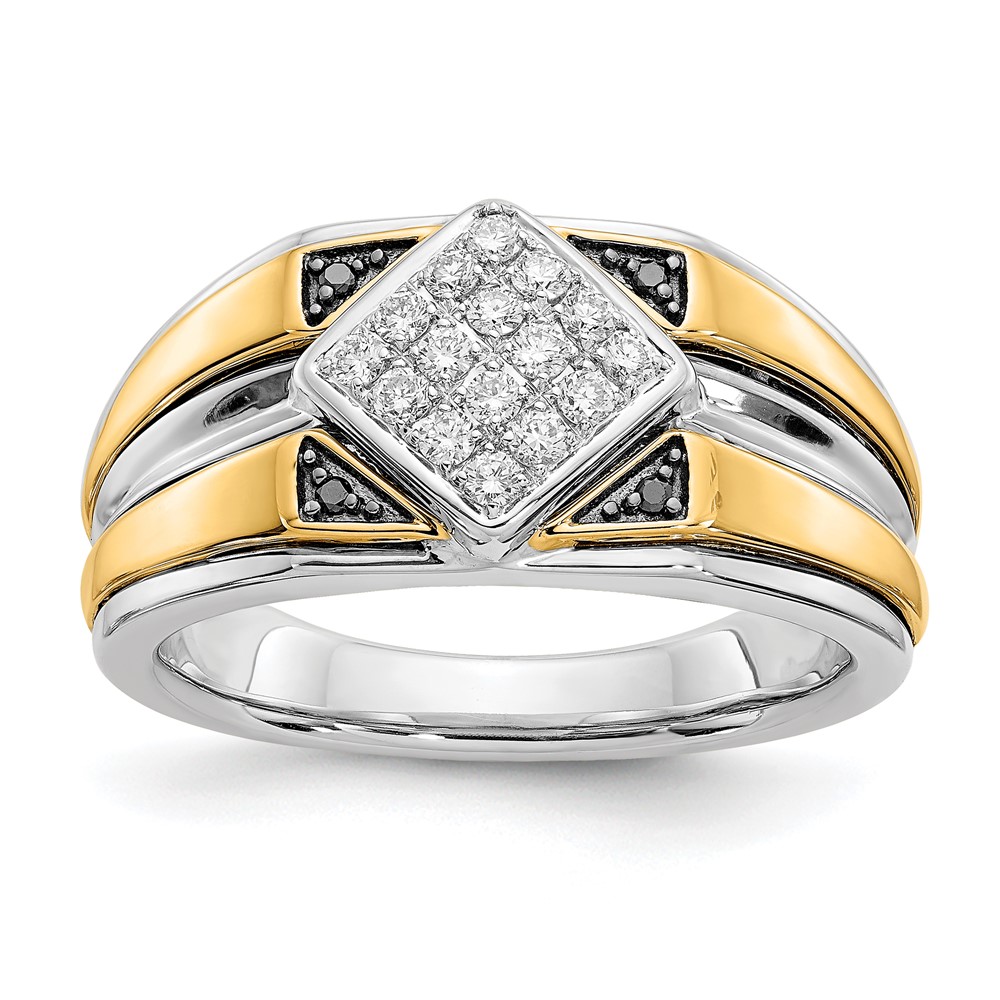 Picture of Finest Gold 14K Two-tone Black &amp; White Diamond Mens Ring&amp;#44; Size 10