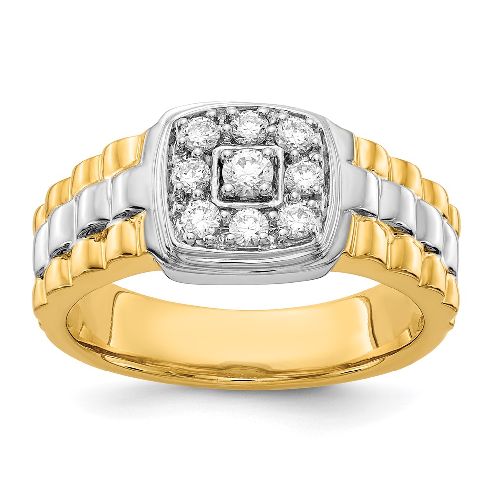 Picture of Finest Gold 14K Two-Tone Diamond Mens Ring - Size 10
