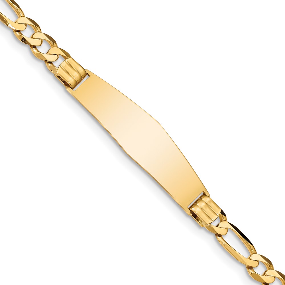Picture of Finest Gold  14K Gold Figaro Soft Diamond Jewelry ID Bracelet  Yellow