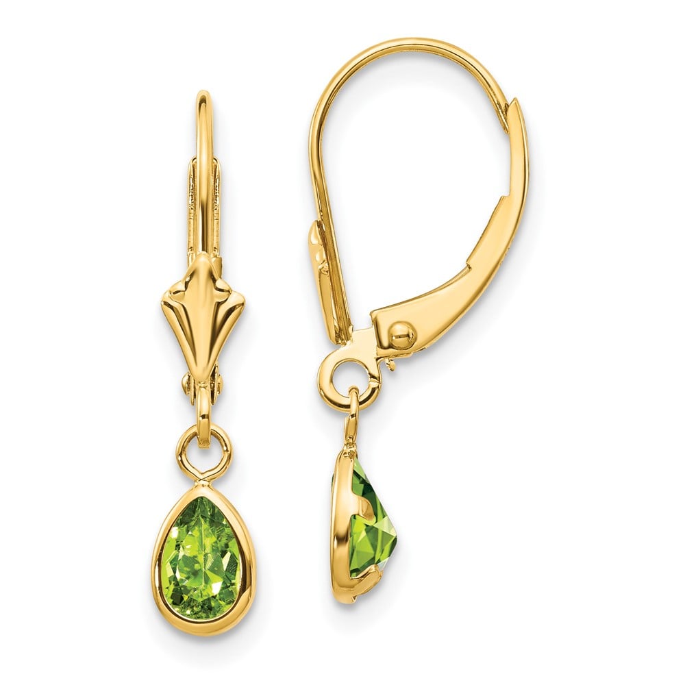 14K Yellow Gold 6x4mm August & Peridot Earrings -  Finest Gold, UBSXBE92