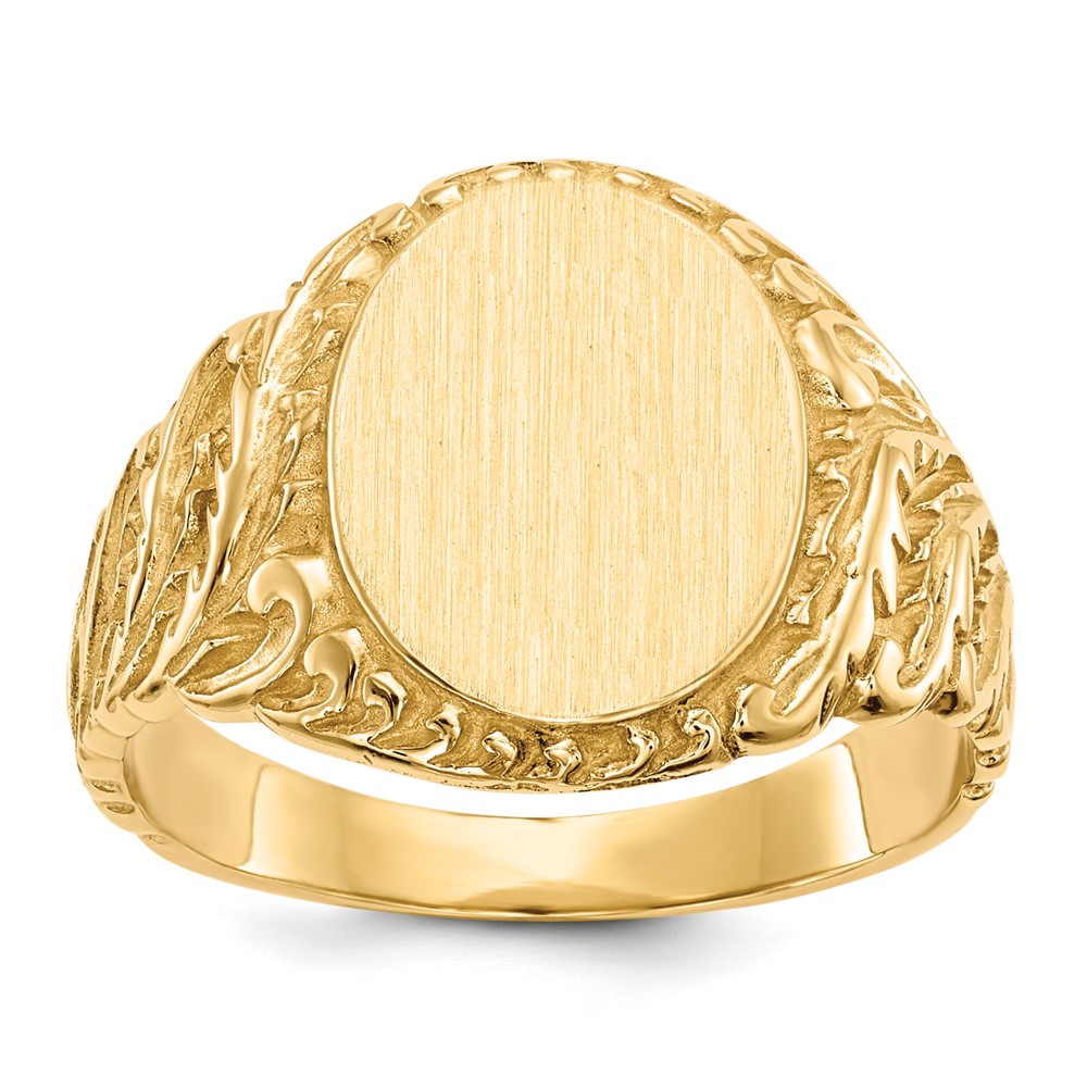 Picture of Finest Gold 14K Yellow Gold 13 x 10.5 mm Closed Back Mens Signet Ring - Size 9