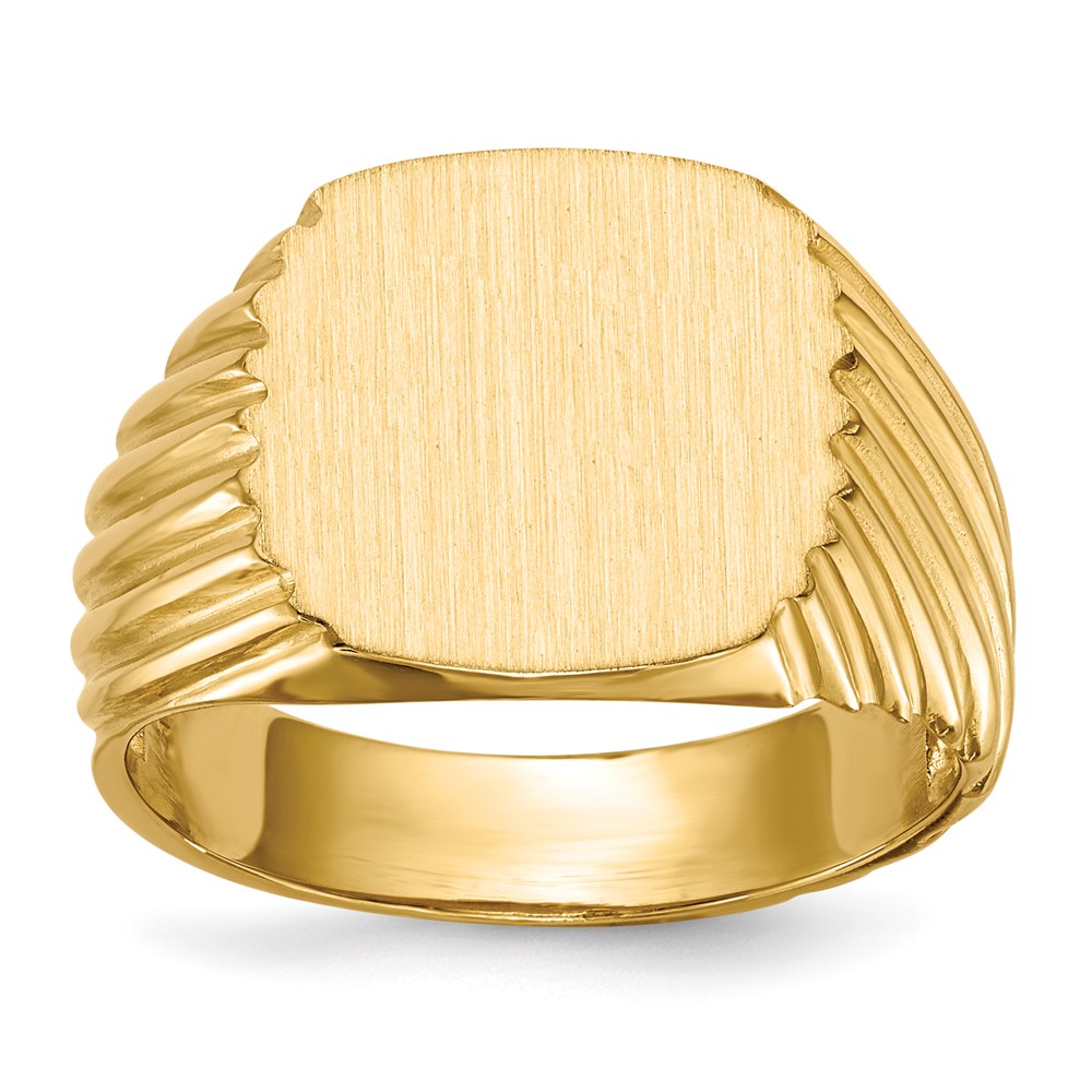Picture of Finest Gold 14K Yellow Gold 13.5 x 13.5 mm Open Back Mens Signet Ring - Size 9