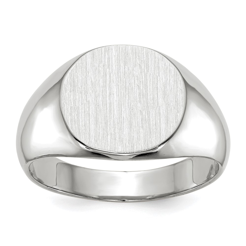 Picture of Finest Gold 14K White Gold 12.5 x 13.5 mm Closed Back Mens Signet Ring - Size 10