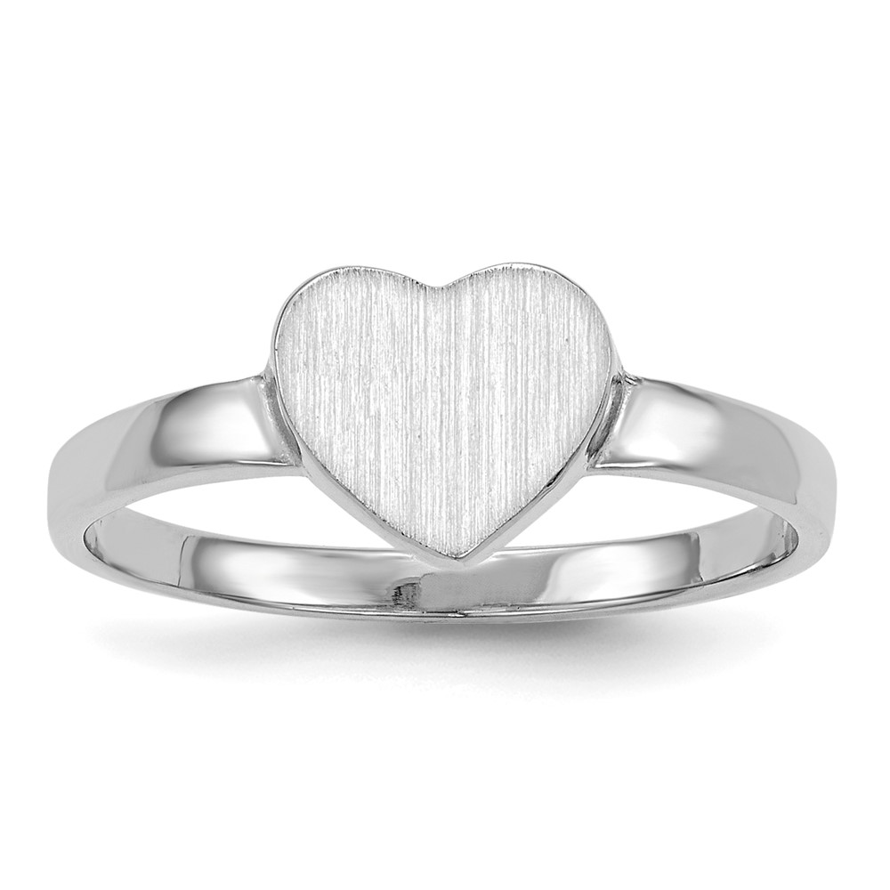 Picture of Finest Gold 14K White Gold 7 x 7.5 mm Open Back Heart Signet Ring - Size 6