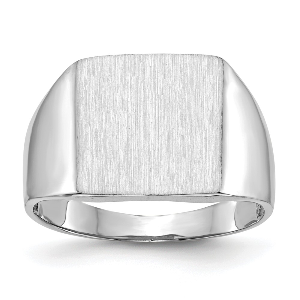 Picture of Finest Gold 14K White Gold 13.5 x 13 mm Open Back Satin Mens Signet Ring - Size 10