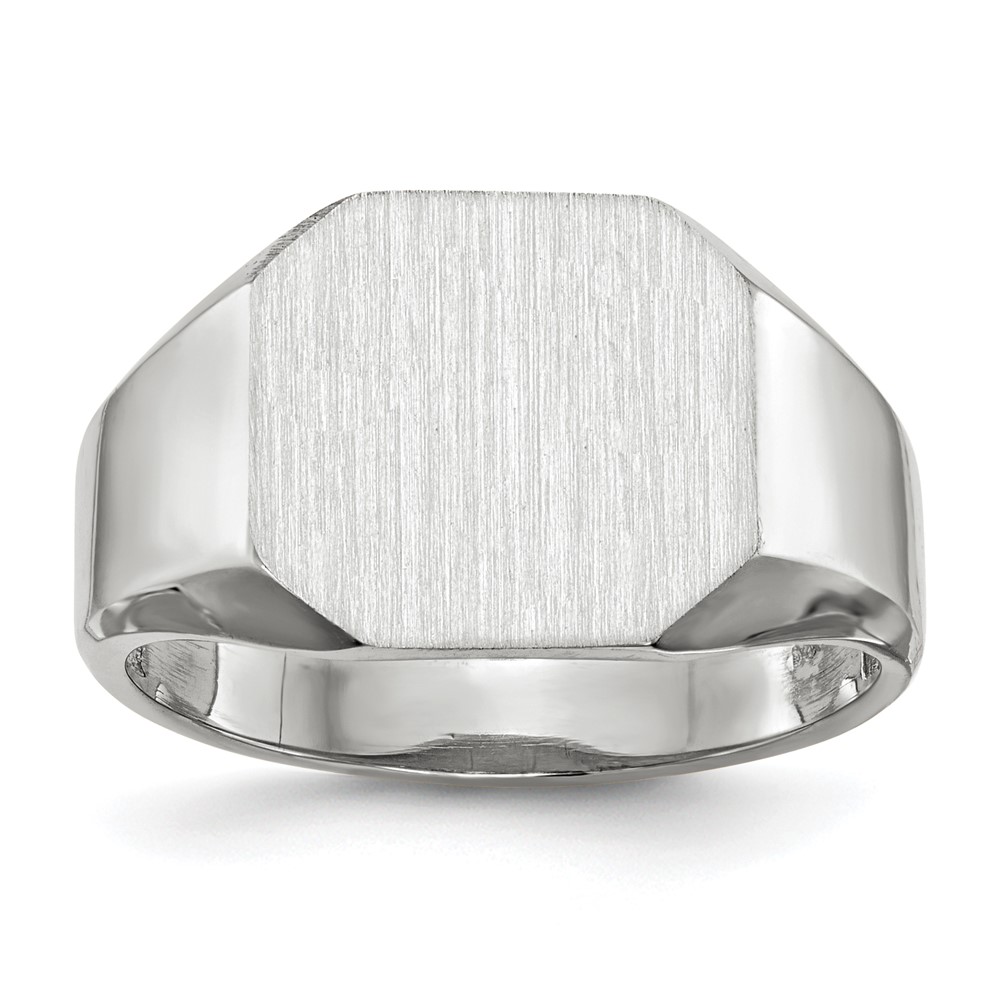 Picture of Finest Gold 14K White Gold 11.0 x 11.0 mm Open Back Mens Signet Ring&#44; Size 10