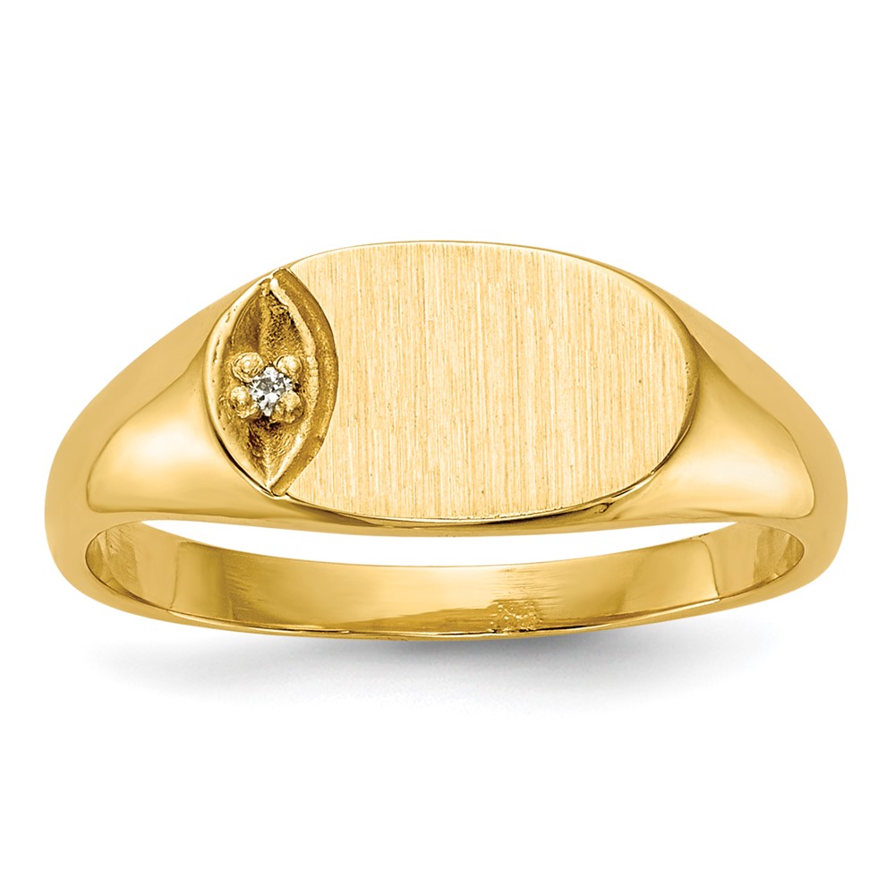 Picture of Finest Gold 14K Yellow Gold Childs AA Diamond Closed Back Signet Ring - Size 4