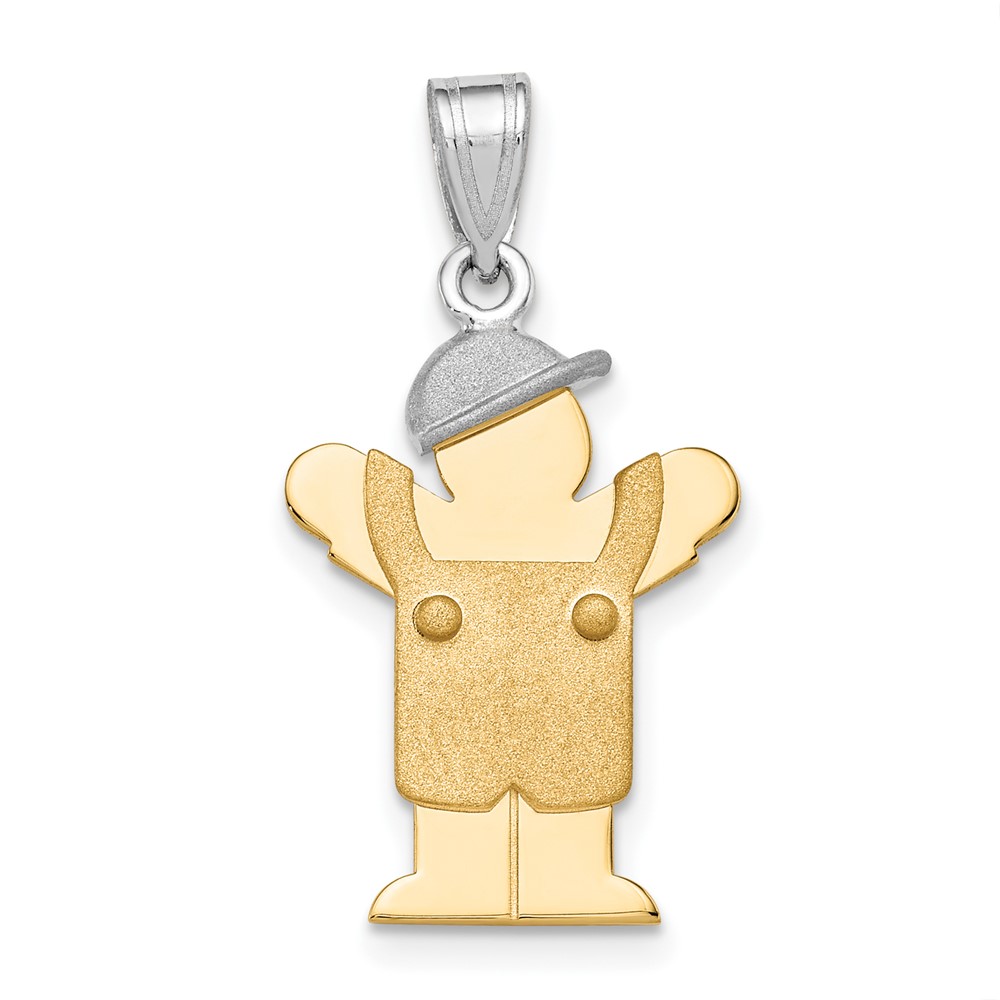 Picture of Finest Gold 14K Two-Tone Small Boy with Hat on Left Engravable Charm Pendant