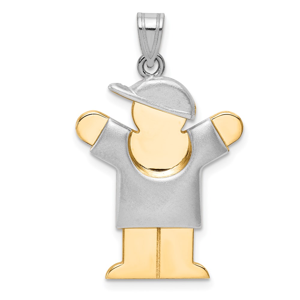 Picture of Finest Gold 14K Two-Tone Puffed Boy with Hat on Right Engravable Charm
