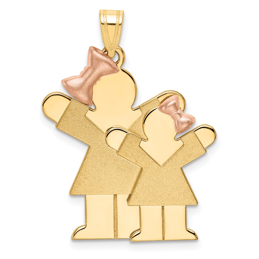 Picture of Finest Gold 14K Two-Tone Big Girl &amp; Little Girl Engravable Charm