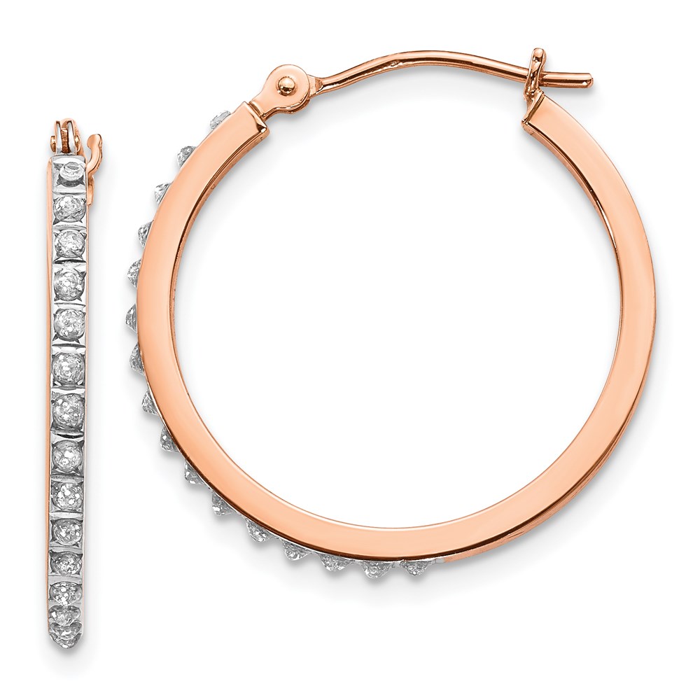 14K Rose Gold Diamond Fascination Round Hinged Hoop Earrings -  Finest Gold, UBSDF268