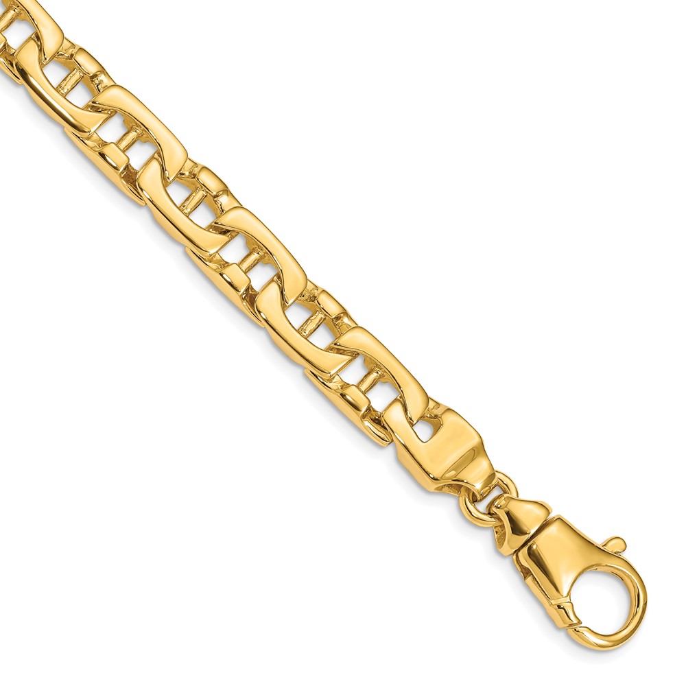14K Yellow Gold 8.5 mm Hand-Polished Fancy Link 8.5 in. Bracelet -  Finest Gold, UBSLK409-8.5