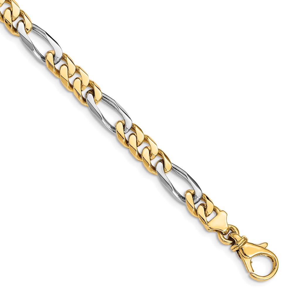 Picture of Finest Gold 14K Two-Tone 6.1 mm Hand-Polished Fancy Link 8 in. Bracelet