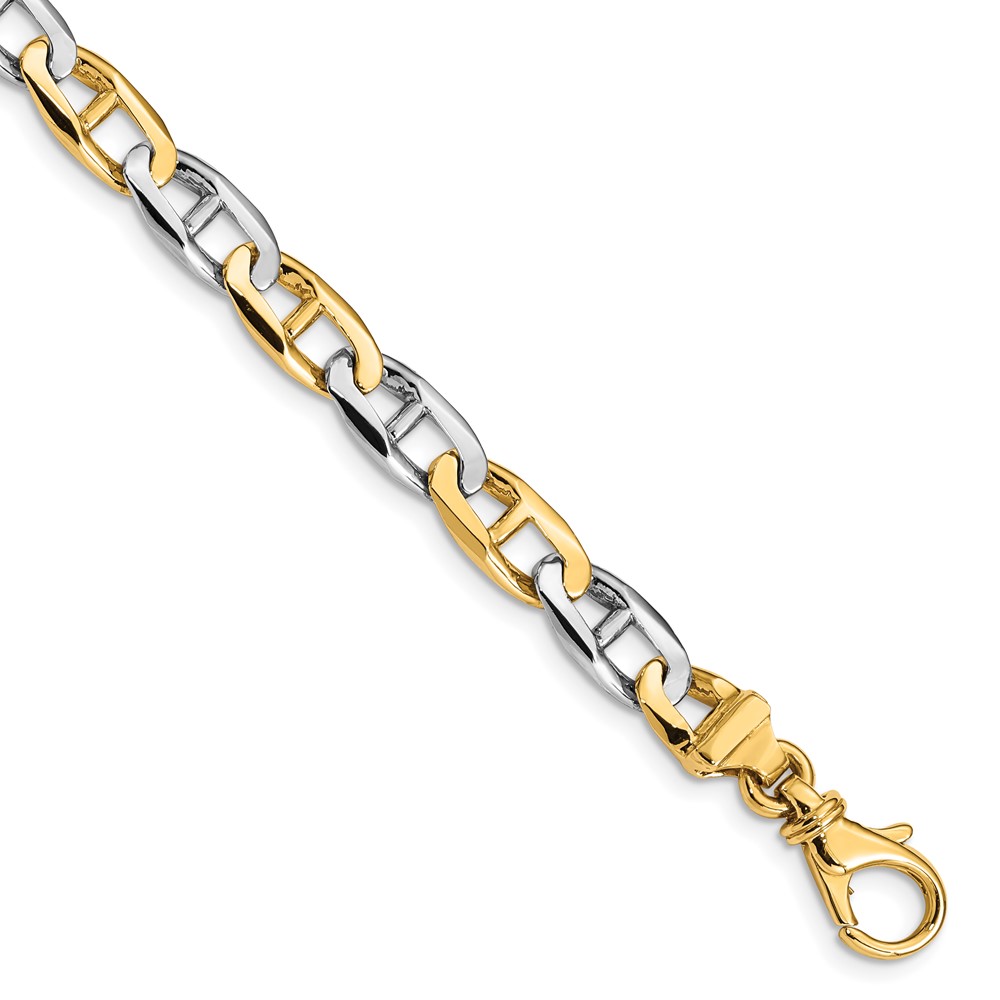 Picture of Quality Gold LK505-8.25 14K Two-Tone 6.6 mm Hand-Polished Fancy Anchor Link 8.25 in. Bracelet