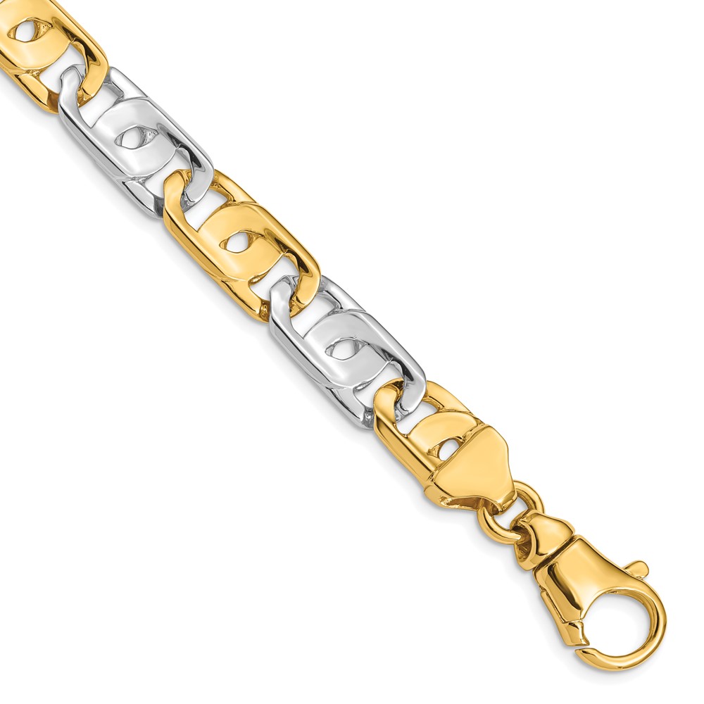 Picture of Finest Gold LK533-8.5 8.5 in. 10 mm 14K Two-Tone Hand Polished Fancy Link with Fancy Lobster Clasp Bracelet