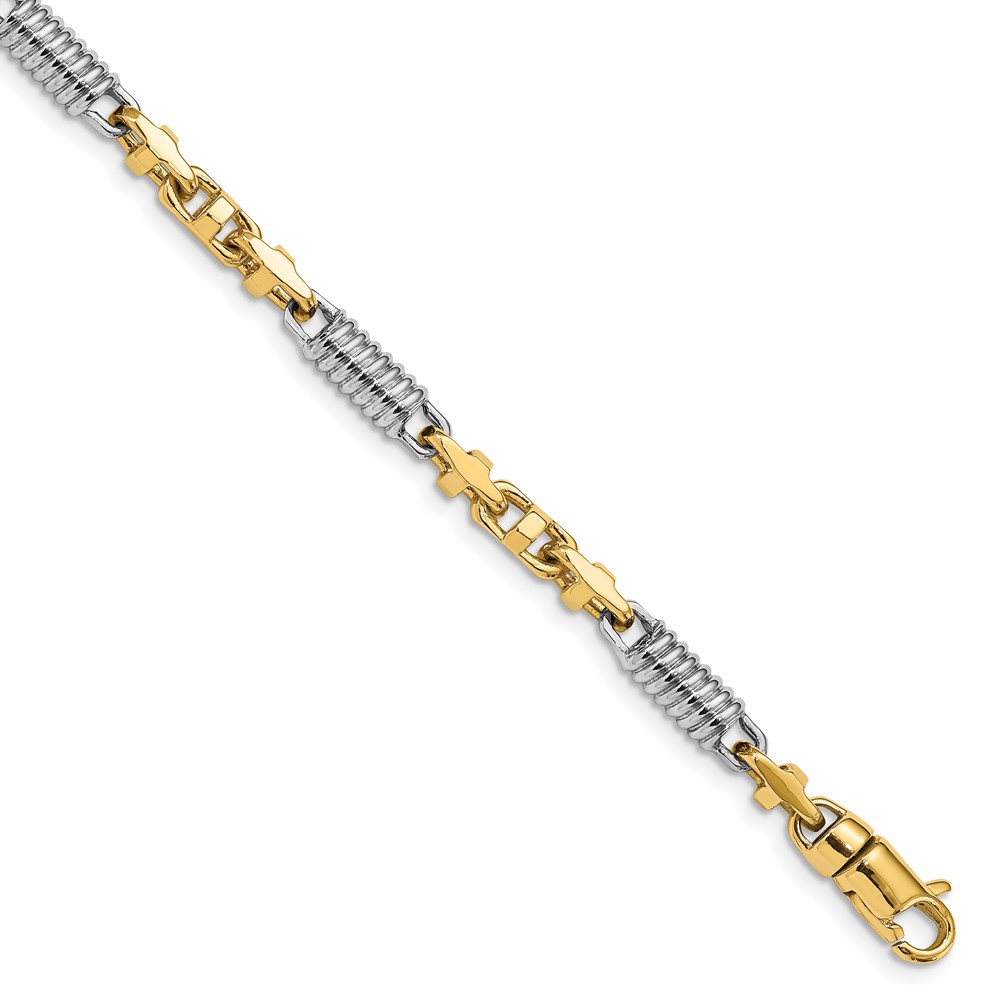 Picture of Finest Gold 14K Two-tone 4.6 mm Hand-polished Fancy Link Bracelet