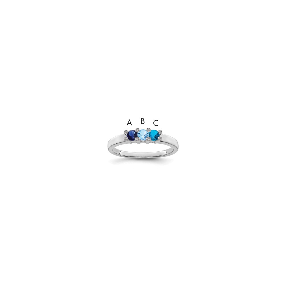 Picture of Finest GoldXMRW31-3 14K White Gold Family Jewelry Diamond Semi-Set Ring - Size 6