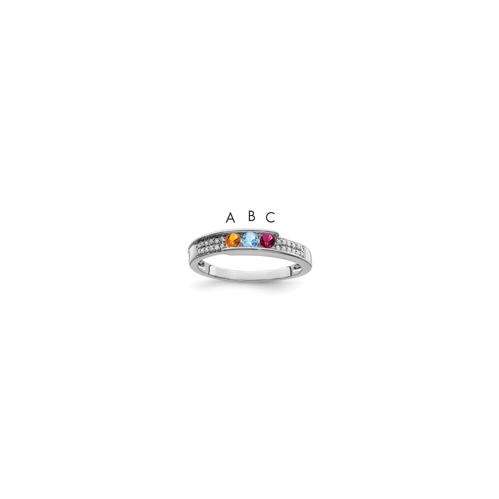 Picture of Finest GoldXMRW49-3 14K White Gold Family Jewelry Diamond Semi-Set Ring - Size 7