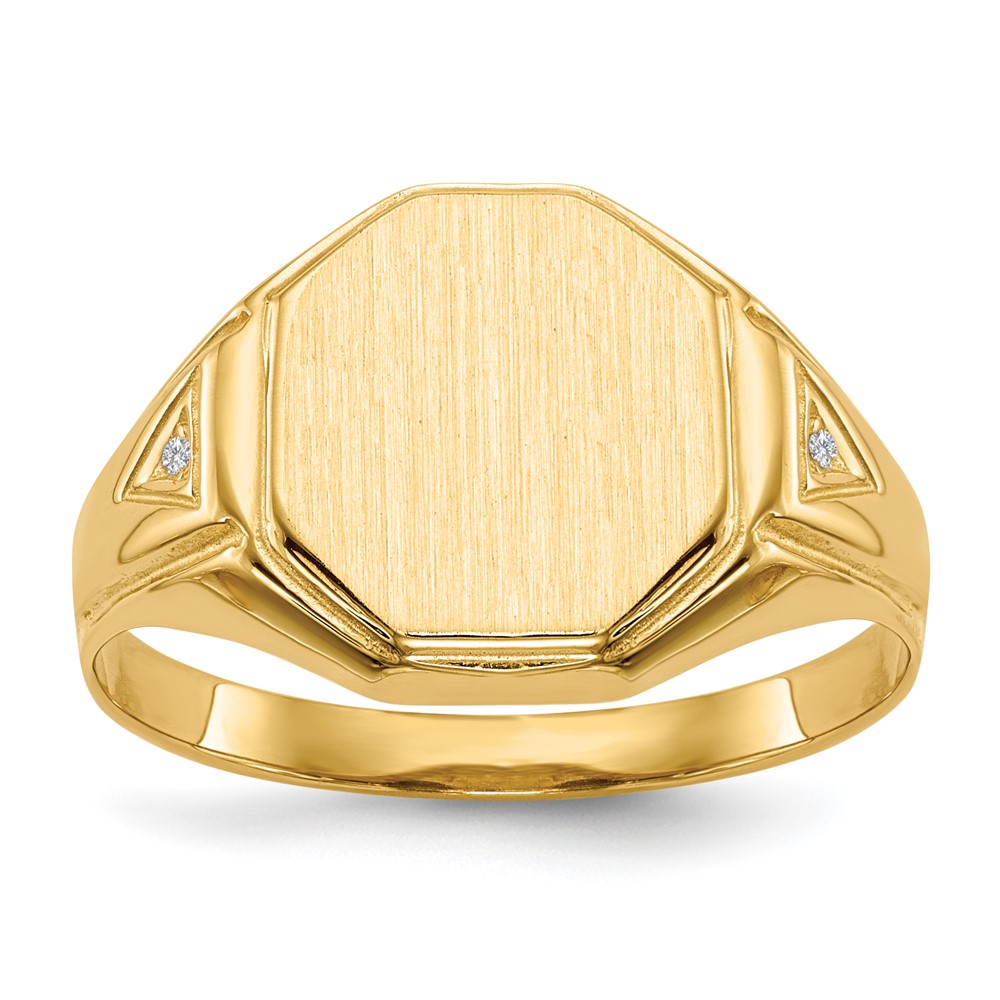 Picture of Finest Gold 14K 12.5 x 11.5 mm Open Back AA Diamond Mens Signet Ring&amp;#44; Size 9.5