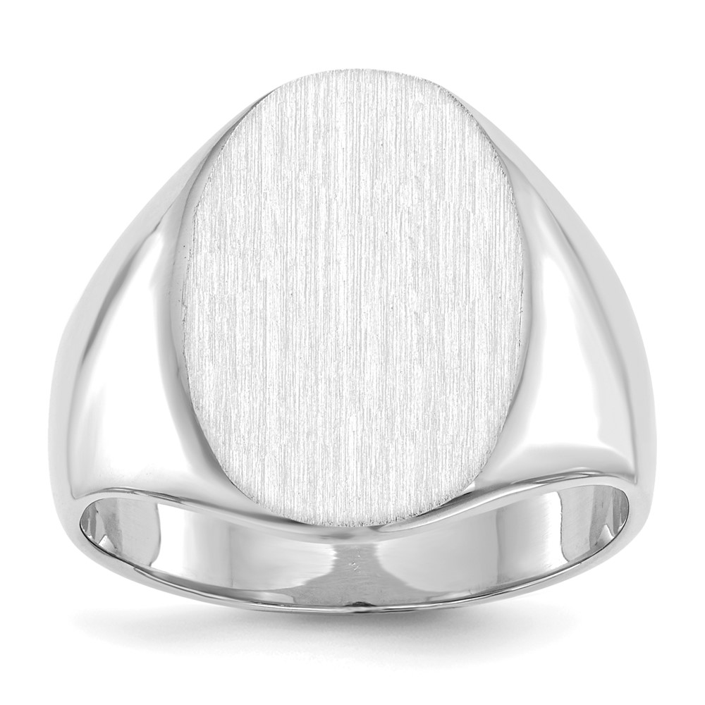Picture of Finest Gold 14K White Gold 17.5 x 14 mm Closed Back Mens Signet Ring - Size 9.5
