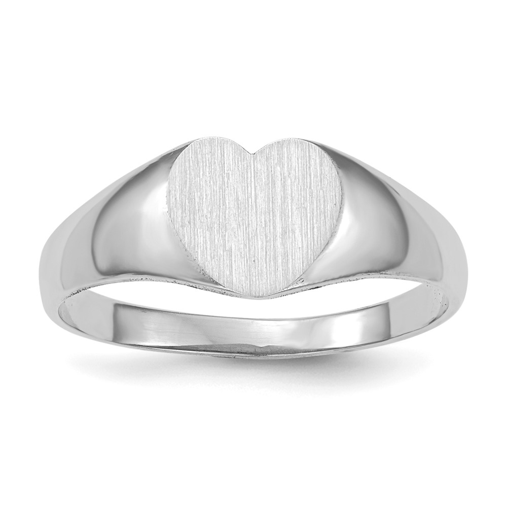 Picture of Finest Gold 14K White Gold 7.0 x 9.5 mm Closed Back Heart Signet Ring&amp;#44; Size 6