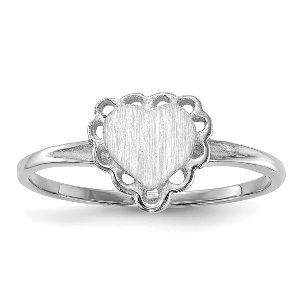 Picture of Finest Gold 14K White Gold 6 x 6.5 mm Open Back Heart Signet Ring - Size 6