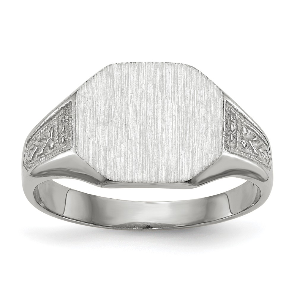 Picture of Finest Gold 14K White Gold 9.0 x 11.0 mm Closed Back Signet Ring&amp;#44; Size 6